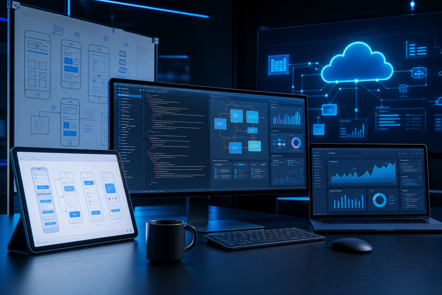 Custom application design and deployment workspace